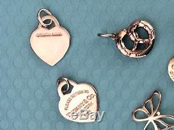 Tiffany & Co Lot Of Charms Bracelets Sterling Silver Blue Enamel Hearts Notes