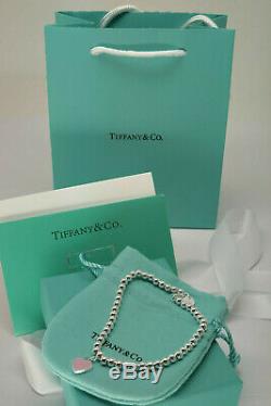Tiffany Co. Mini PINK Enamle Bead Bracelet Size 19cm 925 Solid Sterling Silver