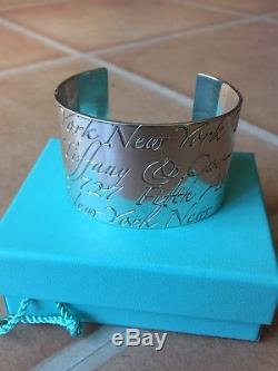 Tiffany & Co NY Notes Collection Sterling Silver Wide Cuff Bracelet Women's Mint