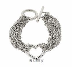 Tiffany & Co. Open Heart Multi Strand Bracelet Sterling Silver Toggle Clasp