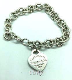Tiffany & Co. Return Heart Tag Bracelet 925 Sterling Silver 7.75 Inches
