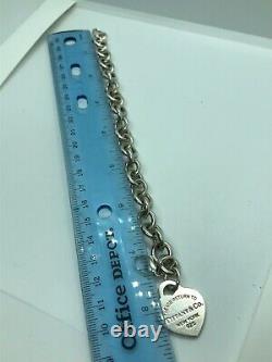 Tiffany & Co. Return Heart Tag Bracelet 925 Sterling Silver 7.75 Inches