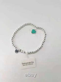 Tiffany & Co Return Mini Heart Enamel Blue Bracelet -7withBag Sterling Silver 925