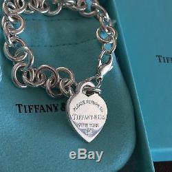 Tiffany&Co Return To Tiffany Heart Charm Bracelet Sterling Silver Medium 7.5'