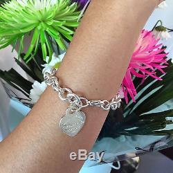 Tiffany&Co Return To Tiffany Heart Charm Bracelet Sterling Silver Medium 7.5'