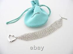 Tiffany & Co Silver Peretti Open Heart Mesh Bracelet Bangle Gift Pouch Love Art