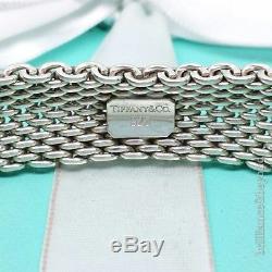 Tiffany & Co. Somerset Mesh Wide Bracelet Bangle Cuff 925 Sterling Silver #447