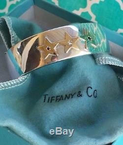 Tiffany & Co. Sterling Silver 14K Gold 3 Star Diamond Sapphire Ruby Bracelet