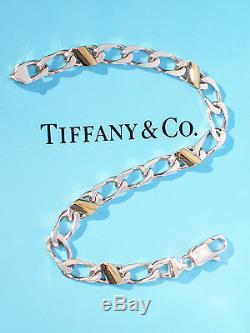 Tiffany & Co Sterling Silver 18K 18Ct Gold Link Bracelet 7.5 Inch