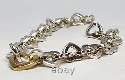 Tiffany & Co. Sterling Silver & 18K Gold Open Heart Link Bracelet 8.75-9