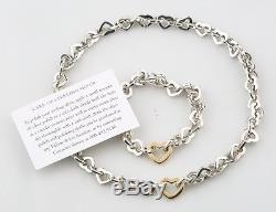 Tiffany & Co. Sterling Silver & 18k Yellow Gold Heart Chain Bracelet & Necklace