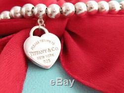 Tiffany & Co Sterling Silver 925 Heart Return To Bead Bracelet 7