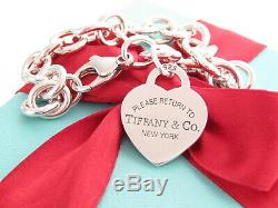 Tiffany & Co Sterling Silver 925 Return To Heart Tag Bracelet 7.5 MSRP $350