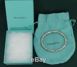Tiffany Co. Sterling Silver Bamboo Bangle Bracelet with Pouch & Box