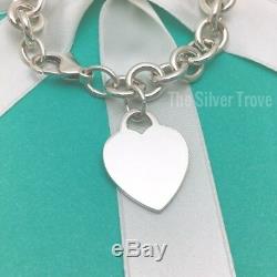 Tiffany & Co Sterling Silver Blank Heart Charm Tag Bracelet