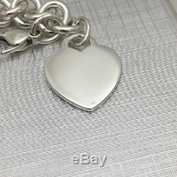 Tiffany & Co Sterling Silver Blank Heart Tag Bracelet Size Medium 7.75