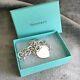 Tiffany & Co Sterling Silver Blank Heart Tag Charm Bracelet With Box