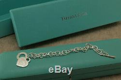 Tiffany & Co Sterling Silver Heart Tag Charm Bracelet with Box Free USA Ship