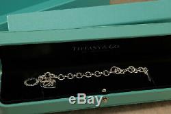 Tiffany & Co Sterling Silver Heart Tag Charm Bracelet with Box Free USA Ship