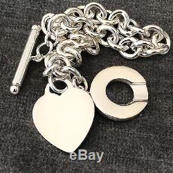 Tiffany & Co Sterling Silver Heart Toggle Donut Link Bracelet