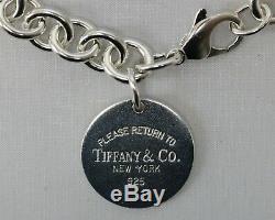 Tiffany & Co Sterling Silver Please Return to Circle Tag Bracelet 7.5