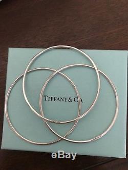 Tiffany & Co. Sterling Silver Round Thin Bangle Bracelets set of 3