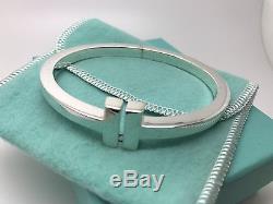 Tiffany Co Sterling Silver T Cuff Square Hinged Bangle Bracelet