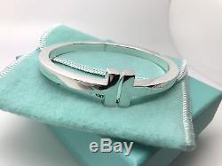 Tiffany Co Sterling Silver T Cuff Square Hinged Bangle Bracelet