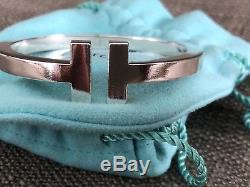 Tiffany & Co. Sterling Silver T Square Hinged Bangle Cuff Bracelet NWOT