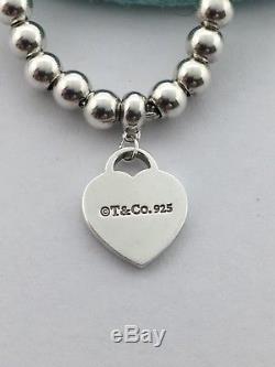 Tiffany & co sterling silver return to Tiffany mini heart tag bead bracelet