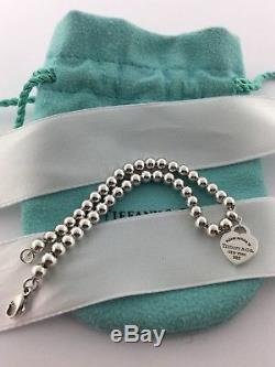 Tiffany & co sterling silver return to Tiffany mini heart tag bead bracelet