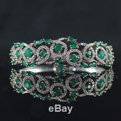 Turkish Handmade Emerald Sterling Silver 925k Bracelet Bangle Cuff #ykb2