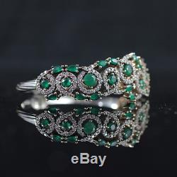 Turkish Handmade Emerald Sterling Silver 925k Bracelet Bangle Cuff #ykb2