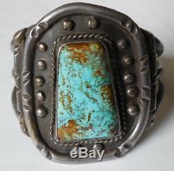 Turquoise Cuff Bracelet Native American Indian OLD PAWN Heavy GORGEOUS Sterling