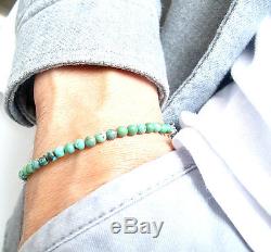 Turquoise gemstone beads bead 925 sterling silver bracelet natural blue green