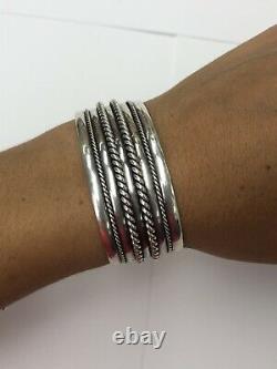 Twisted Rope Bangle Cuff Bracelet Sterling Silver