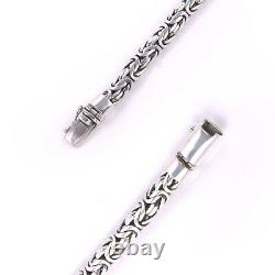 UNISEX 8 MM Solid 925 Sterling Silver BYZANTINE Chain Bracelet