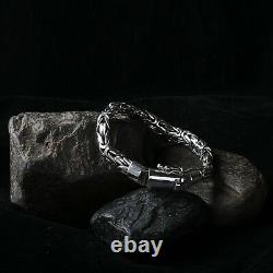 UNISEX 8 MM Solid 925 Sterling Silver BYZANTINE Chain Bracelet