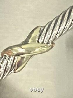 USED David Yurman X Station Bracelet 4mm 925 Sterling Silver 18K Gold Size Small