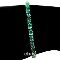 Unheated Green Emerald Bracelet 7 925 Sterling Silver White Gold Plated