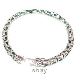 Unheated Green Emerald Bracelet 7 925 Sterling Silver White Gold Plated