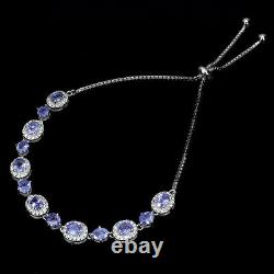 Unheated OvOval Tanzanite 5x4mm Cz White Gold Plate 925 Sterling Silver Bracelet
