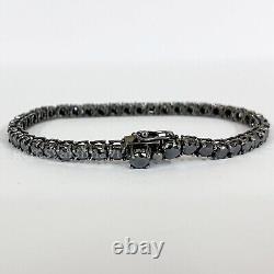Unisex Black Diamond Tennis Bracelet In 925 Sterling Silver Black Gold Finish