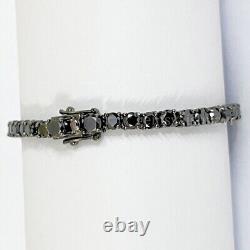 Unisex Black Diamond Tennis Bracelet In 925 Sterling Silver Black Gold Finish