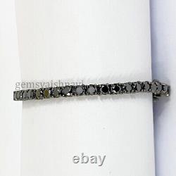 Unisex Black Diamond Tennis Bracelet In 925 Sterling Silver Black Gold Finish