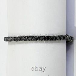 Unisex Black Diamond Tennis Bracelet In 925 Sterling Silver Black Gold Finish