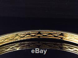 Unisex Sterling Silver Lab Diamond Designer Style Bangle In Yellow Gold Finish