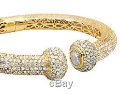 Unisex Yellow Gold Finish Sterling Silver 3D Iced Lab Diamond Cuff Bracelet 10MM