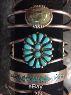 VTG Sterling Silver Native Am / Southwest Cuff Bracelet Lot Turquoise Coral 925