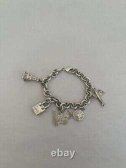 VTG TIFFANY & CO STERLING SILVER Dog Airplane Lock Bag Eiffel CHARM BRACELET